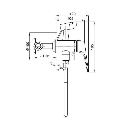 Гигиенический душ Raglo R07.52.33 встраиваемый, матовая медь Гигиенический душ Raglo R07.52.33 встраиваемый, матовая медь