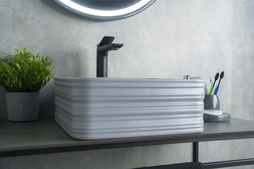 Раковина Gid Gm965 53338 накладная серая матовая 38.5x38.5x13.5 Раковина Gid Gm965 53338 накладная серая матовая 38.5x38.5x13.5