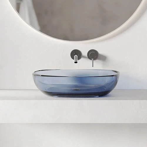 Раковина ABBER Kristall AT2805Saphir накладная, прозрачная, синяя Раковина ABBER Kristall AT2805Saphir накладная, прозрачная, синяя