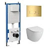 Комплект инсталляции GROSSMAN 900.K31.01.000 с клавишей смыва 700.K31.03.300.300 золото и унитазом GROSSMAN GR-4455SQ арт.97.4455SQ.03.300