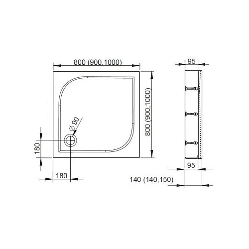 Душевой поддон Radaway Delos C800 4C88170-03 80x80 с панелью Душевой поддон Radaway Delos C800 4C88170-03 80x80 с панелью
