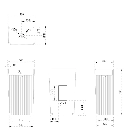 Раковина ABBER Stein AS2505-H отдельностоящая, белая матовая Раковина ABBER Stein AS2505-H отдельностоящая, белая матовая