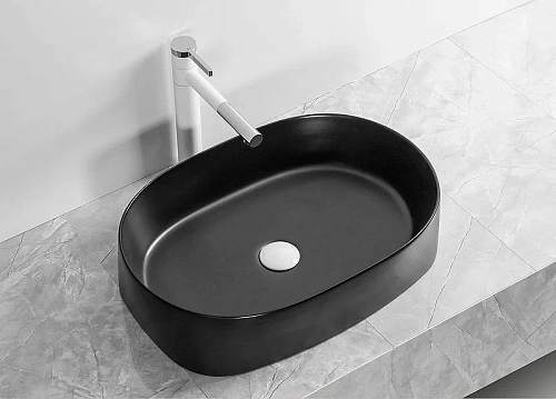 Раковина Ceruttispa CR2691 560х390х140 накладная, черный матовый, овальная Раковина Ceruttispa CR2691 560х390х140 накладная, черный матовый, овальная