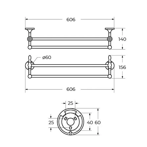 Полотенцедержатель Art&Max Bohemia (AM-E-4248-Cr) хром (двойной) 65 см Полотенцедержатель Art&Max Bohemia (AM-E-4248-Cr) хром (двойной) 65 см