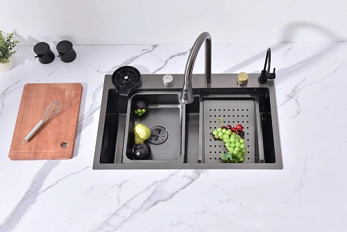 Кухонная мойка ArtDecco Elegant Flow 68 AEF116846 графит, из нержавеющей стали Кухонная мойка ArtDecco Elegant Flow 68 AEF116846 графит, из нержавеющей стали