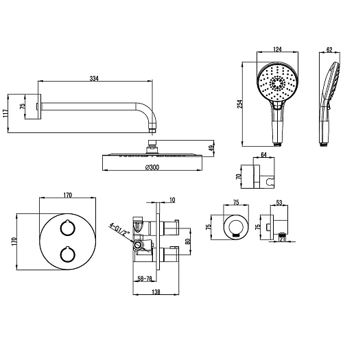 Смеситель для душа Lemark Yeti LM7829C термостатический, встраиваемый, хром Смеситель для душа Lemark Yeti LM7829C термостатический, встраиваемый, хром