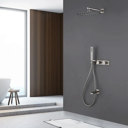 Душевая система ABBER Rund AF8717SP скрытого монтажа с изливом, сатин Душевая система ABBER Rund AF8717SP скрытого монтажа с изливом, сатин