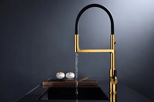 Смеситель для кухни Paulmark Tornado брашированное золото To213402-BG Смеситель для кухни Paulmark Tornado брашированное золото To213402-BG