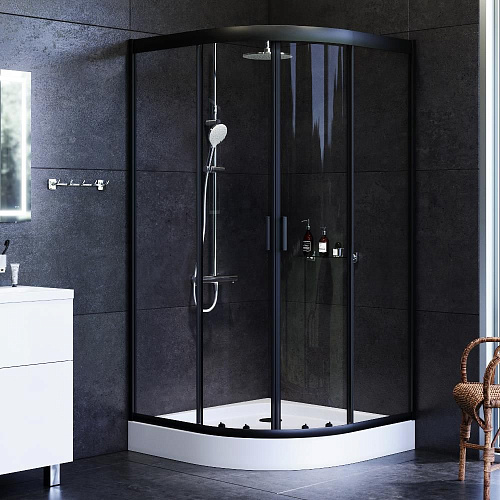 Душевой уголок AM.PM Gem W90G-401-100BT четверть круга 100x100 стекло прозрачное, профиль черный матовый Душевой уголок AM.PM Gem W90G-401-100BT четверть круга 100x100 стекло прозрачное, профиль черный матовый