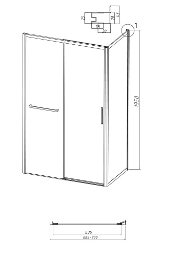 Боковая стенка GROSSMAN Style 200.K33.05.70.10.00 (70x195) хром, стекло прозрачное Боковая стенка GROSSMAN Style 200.K33.05.70.10.00 (70x195) хром, стекло прозрачное