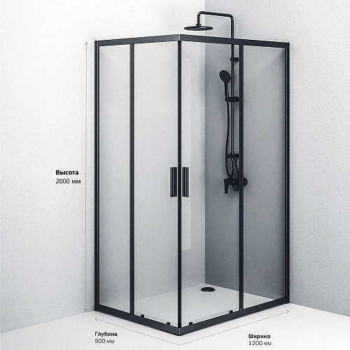 Душевой уголок AM.PM Gem S W93G-404-120290-BT S Twin Slide 120x90, профиль черный матовый, стекло прозрачное Душевой уголок AM.PM Gem S W93G-404-120290-BT S Twin Slide 120x90, профиль черный матовый, стекло прозрачное