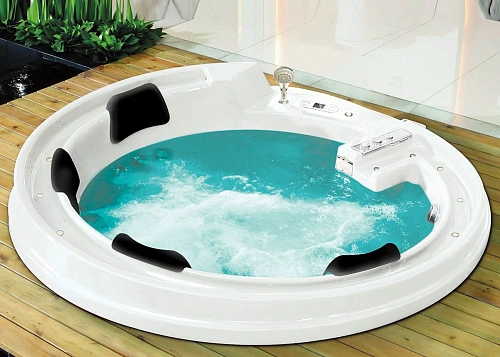 Акриловая ванна Gemy G9090 K 190x190 круглая, универсальная, гидромассажная Акриловая ванна Gemy G9090 K 190x190 круглая, универсальная, гидромассажная