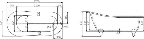 Ванна отдельностоящая BelBagno BB06-1700 1700x760 акриловая Ванна отдельностоящая BelBagno BB06-1700 1700x760 акриловая