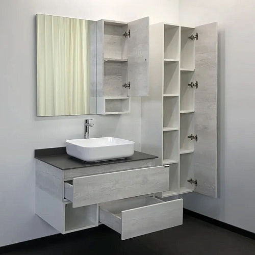 Зеркальный шкаф Comforty Прага-90 00004136263 дуб белый Зеркальный шкаф Comforty Прага-90 00004136263 дуб белый