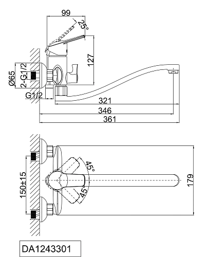Смеситель для ванны D&K Arbeo Bayern DA1243301 Смеситель для ванны D&K Arbeo Bayern DA1243301