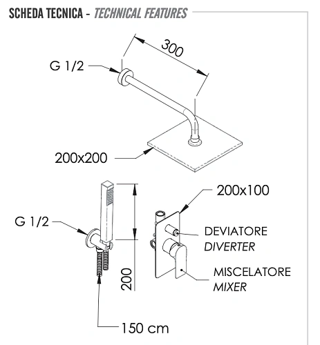 Душевая система Remer Infinity I09S08ONO, черный матовый Душевая система Remer Infinity I09S08ONO, черный матовый