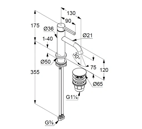 Смеситель для раковины Kludi NOVA FONTE 202663915 черный матовый Смеситель для раковины Kludi NOVA FONTE 202663915 черный матовый