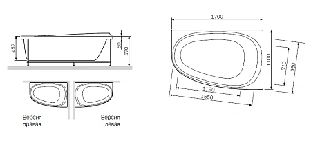 Каркас для ванны AM.PM Like W80A-170R110W-R 170х110 см, правый Каркас для ванны AM.PM Like W80A-170R110W-R 170х110 см, правый