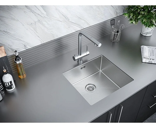 Кухонная мойка Paulmark GERBERG 48 UNI, PM254844-BS, брашированная нерж.сталь, 480х440мм Кухонная мойка Paulmark GERBERG 48 UNI, PM254844-BS, брашированная нерж.сталь, 480х440мм