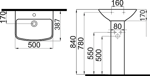 Раковина STWORKI Дублин 50 с пьедесталом 562878 Раковина STWORKI Дублин 50 с пьедесталом 562878