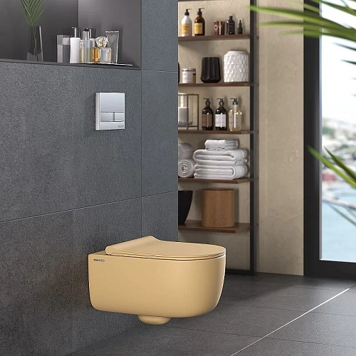 Унитаз подвесной BERGES EGO XL Rimless сиденье EGO XL Slim SO матовый кашемир, микролифт , быстросъе 083211 Унитаз подвесной BERGES EGO XL Rimless сиденье EGO XL Slim SO матовый кашемир, микролифт , быстросъе 083211