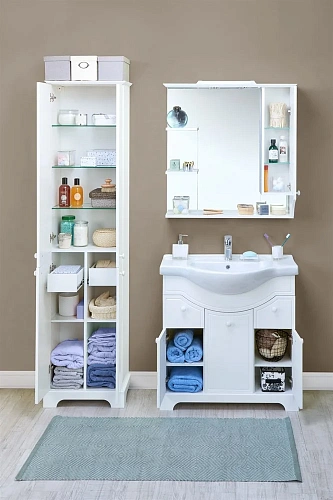 Зеркальный шкаф Aquaton Элен 85 белый 1A218802EN010 Зеркальный шкаф Aquaton Элен 85 белый 1A218802EN010