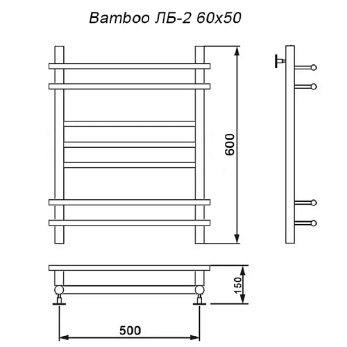 Полотенцесушитель водяной Ника BAMBOO ЛБ-2 60/50 Полотенцесушитель водяной Ника BAMBOO ЛБ-2 60/50