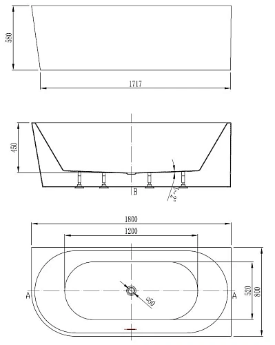 Акриловая ванна Vincea VBT-402-1800R 1800x800x580, белая, правая, щелевой перелив Акриловая ванна Vincea VBT-402-1800R 1800x800x580, белая, правая, щелевой перелив