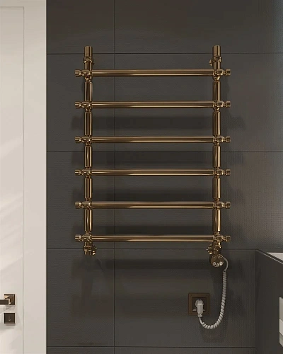 Полотенцесушитель электрический EWRIKA Медея B3 80х50 R, золото 473289 Полотенцесушитель электрический EWRIKA Медея B3 80х50 R, золото 473289