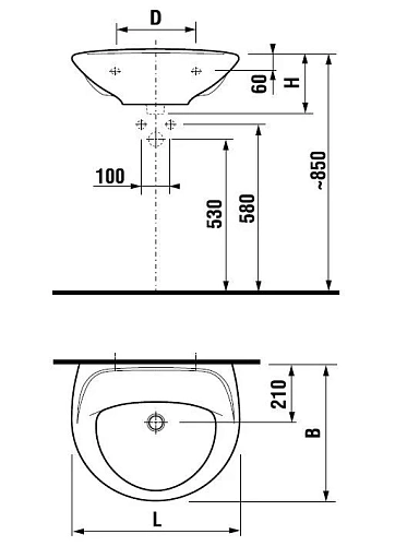 Раковина Jika Lyra 60х49, без отверстия 8.1427.2.000.109.9 Раковина Jika Lyra 60х49, без отверстия 8.1427.2.000.109.9