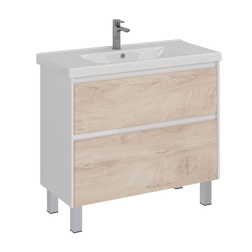 Тумба под раковину Lemark COMBI 100 см подвесная/напольная, дуб кантри/белый LM03C100T-dub Тумба под раковину Lemark COMBI 100 см подвесная/напольная, дуб кантри/белый LM03C100T-dub