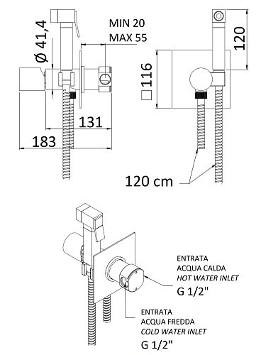 Гигиенический душ Remer Edge EG565BG, золото брашированное Гигиенический душ Remer Edge EG565BG, золото брашированное