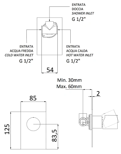 Смеситель для душа Remer Edge EG530BG, золото брашированное Смеситель для душа Remer Edge EG530BG, золото брашированное