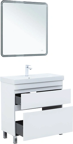 Тумба под раковину Aquanet Слим 80 00346044 напольная, белый сатин Тумба под раковину Aquanet Слим 80 00346044 напольная, белый сатин