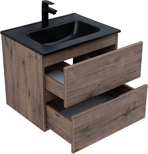 Тумба под раковину Aquanet Алвита New 60 2 ящика, дуб веллингтон табак 00334184 подвесная Тумба под раковину Aquanet Алвита New 60 2 ящика, дуб веллингтон табак 00334184 подвесная