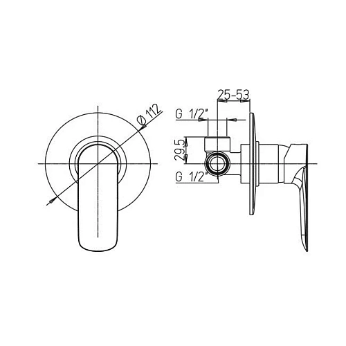 Смеситель для душа Paini Nove 09YO690 встраиваемый, чёрный Смеситель для душа Paini Nove 09YO690 встраиваемый, чёрный
