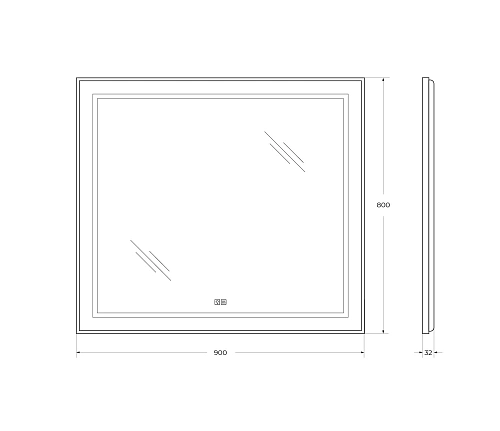 Зеркало BelBagno SPC-KRAFT-900-800-LED-TCH-WARM 900x32x800 мм с подсветкой сенсорным выключателем и подогревом Зеркало BelBagno SPC-KRAFT-900-800-LED-TCH-WARM 900x32x800 мм с подсветкой сенсорным выключателем и подогревом