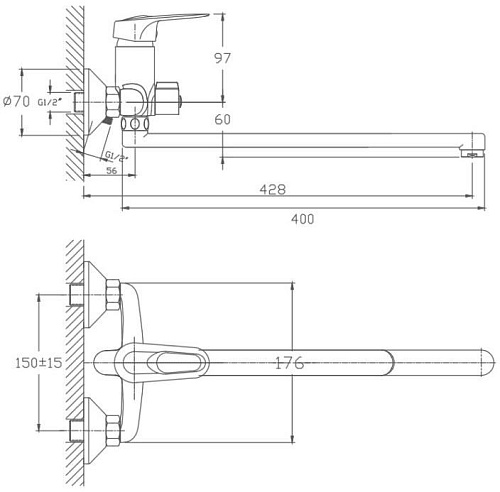 Смеситель для ванны Haiba HB2237, хром Смеситель для ванны Haiba HB2237, хром