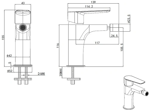 Смеситель для биде Allen Brau Eclipse 2.0 5.E1A10-00 хром Смеситель для биде Allen Brau Eclipse 2.0 5.E1A10-00 хром