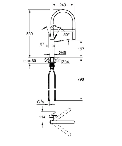 Смеситель для кухни GROHE Essence New с профессиональной лейкой, никель матовый (30294EN0) Смеситель для кухни GROHE Essence New с профессиональной лейкой, никель матовый (30294EN0)