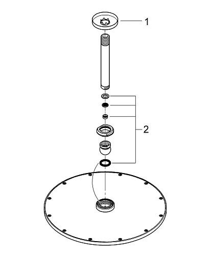 Верхний душ GROHE Rainshower Cosmopolitan 310 с потолочным душевым кронштейном, суперсталь (26067DC0 Верхний душ GROHE Rainshower Cosmopolitan 310 с потолочным душевым кронштейном, суперсталь (26067DC0