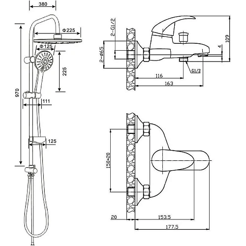 Душевая система Agger Breeze One A0893500 с изливом, хром Душевая система Agger Breeze One A0893500 с изливом, хром