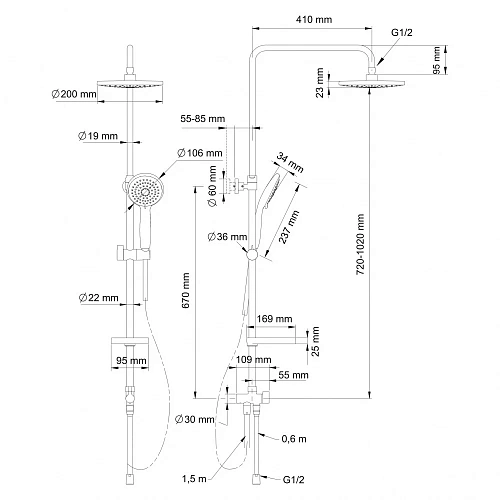 Душевая система Swedbe Harmony 5006 Душевая система Swedbe Harmony 5006