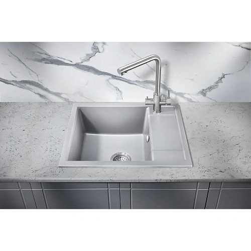 Кухонная мойка Milacio Navarra 60 Cuarzo (MC.77073), серый металлик Кухонная мойка Milacio Navarra 60 Cuarzo (MC.77073), серый металлик