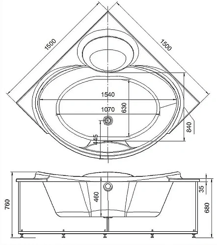 Акриловая ванна Aquatek Эпсилон пустая с фронтальныйм экраном вклеенный каркас EPS150-0000066 Акриловая ванна Aquatek Эпсилон пустая с фронтальныйм экраном вклеенный каркас EPS150-0000066