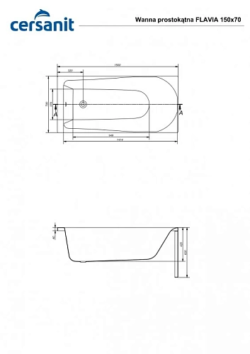 Акриловая ванна Cersanit FLAVIA 150 (P-WP-FLAVIA*150NL) Акриловая ванна Cersanit FLAVIA 150 (P-WP-FLAVIA*150NL)