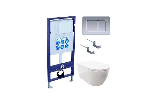 Комплект унитаза SET AQUATEK ПОЛАРИС-032 4в1 с инсталляцией, креплением, клавишей смыва и сиденьем микролифт Комплект унитаза SET AQUATEK ПОЛАРИС-032 4в1 с инсталляцией, креплением, клавишей смыва и сиденьем микролифт