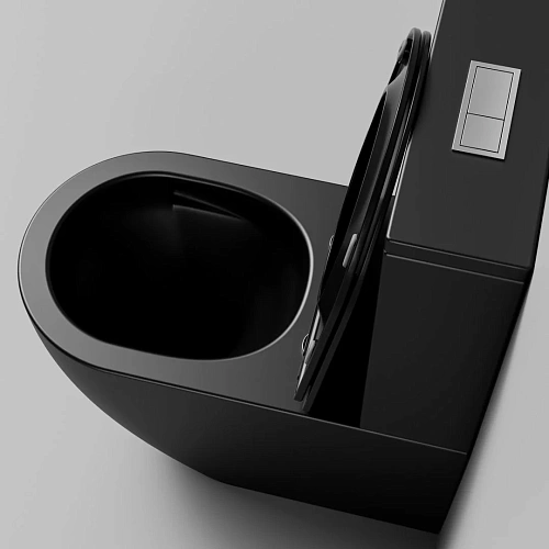 Унитаз напольный GROSSMAN GR-4494BMSQ 64x36x83,5 черный матовый, безободковый, торнадо с тонкой крышкой Унитаз напольный GROSSMAN GR-4494BMSQ 64x36x83,5 черный матовый, безободковый, торнадо с тонкой крышкой