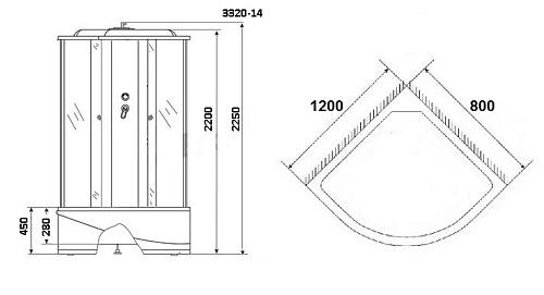 Душевая кабина Niagara NG 3320-14R правая 33201424R Душевая кабина Niagara NG 3320-14R правая 33201424R