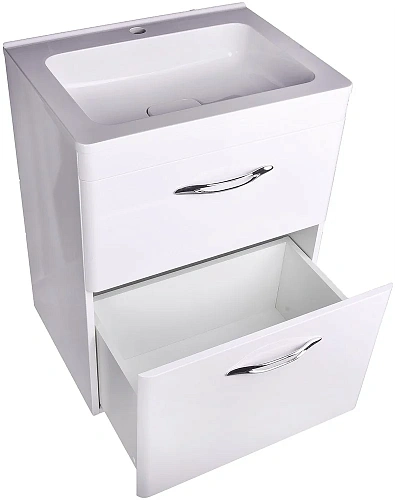 Тумба под раковину Style Line Каре 60 (2 ящ.) Люкс белая, PLUS СС-00002265 Тумба под раковину Style Line Каре 60 (2 ящ.) Люкс белая, PLUS СС-00002265